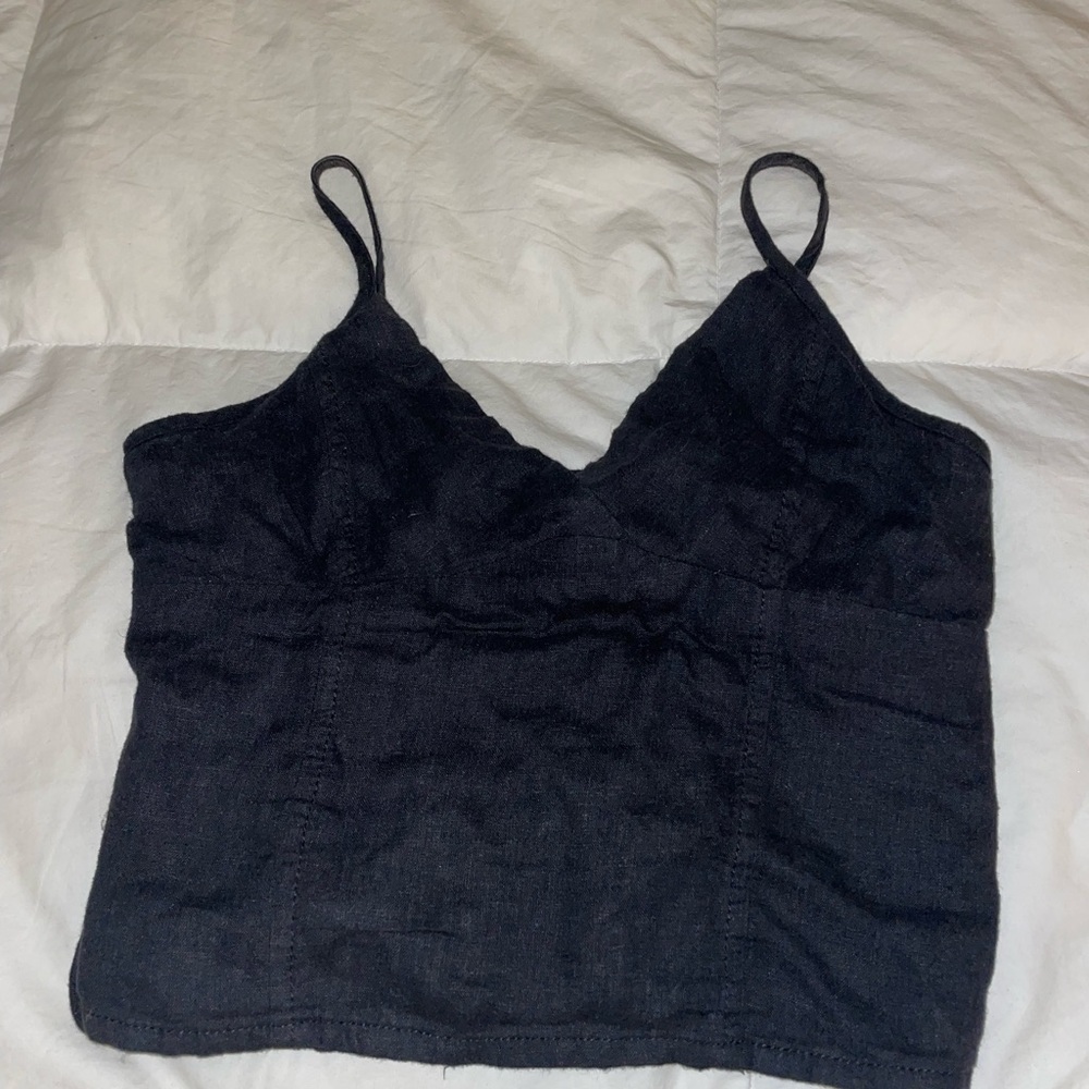 Silence + Noise black linen Camisole Top